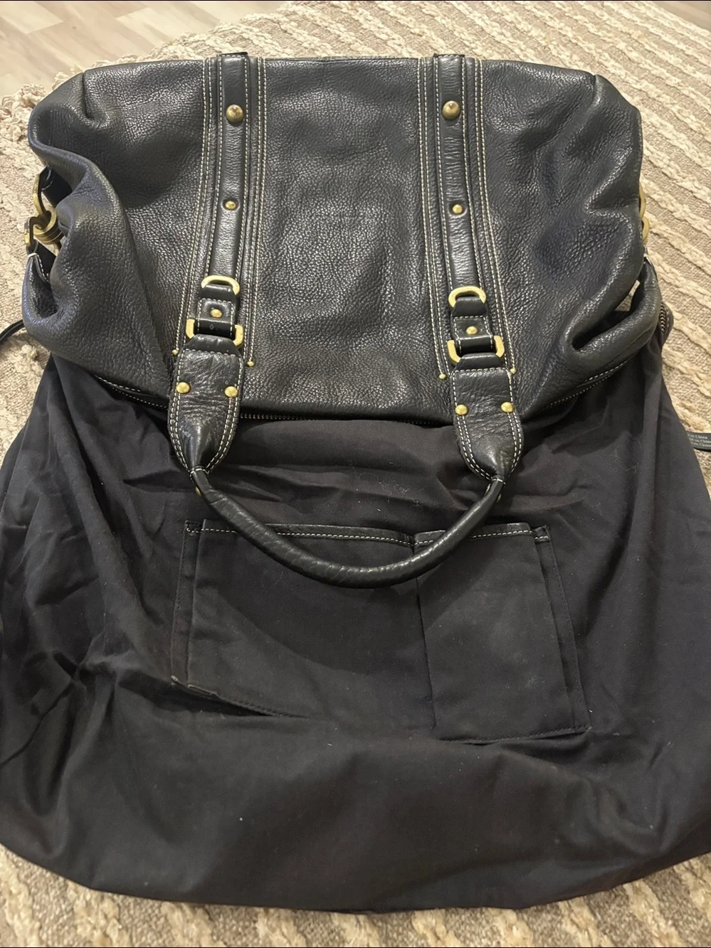 Kennedy Cole Black Leather Hobo Large Handbag